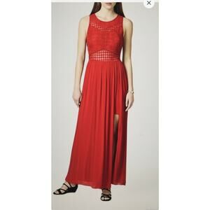 Material Girl Red Maxi dress Layered Mini Skirt Sleeveless size S illusion